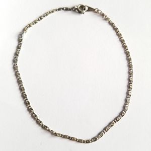 Vintage dainty anklet ankle bracelet silver tone metal snail link